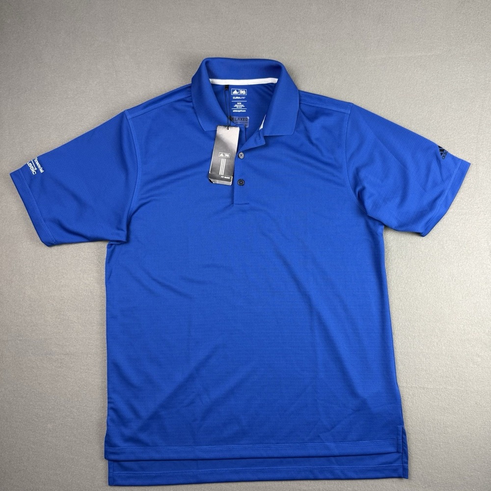 Adidas Golf Polo‎ Shirt Mens Medium Deepsea Blue Relaxed Company Logo - Picture 2 of 10